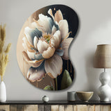 Cream White Flower - Asymmetric Metal Wall Art