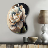 Cream White Flower - Asymmetric Metal Wall Art