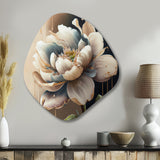 Cream White Flower - Asymmetric Metal Wall Art