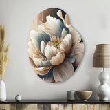 Cream White Flower - Asymmetric Metal Wall Art