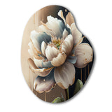 Cream White Flower - Asymmetric Metal Wall Art