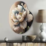 Cream White Flower - Asymmetric Metal Wall Art