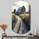 Picturesque Winding Path And Barn IV - Asymmetric Metal Wall Art