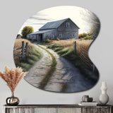 Picturesque Winding Path And Barn IV - Asymmetric Metal Wall Art