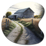 Picturesque Winding Path And Barn IV - Asymmetric Metal Wall Art