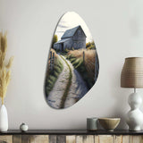 Picturesque Winding Path And Barn IV - Asymmetric Metal Wall Art