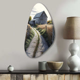 Picturesque Winding Path And Barn IV - Asymmetric Metal Wall Art