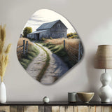 Picturesque Winding Path And Barn IV - Asymmetric Metal Wall Art