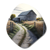 Picturesque Winding Path And Barn IV - Asymmetric Metal Wall Art