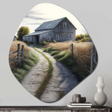 Picturesque Winding Path And Barn IV - Asymmetric Metal Wall Art