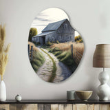 Picturesque Winding Path And Barn IV - Asymmetric Metal Wall Art