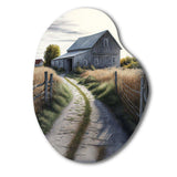 Picturesque Winding Path And Barn IV - Asymmetric Metal Wall Art