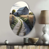 Picturesque Winding Path And Barn IV - Asymmetric Metal Wall Art