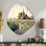 Winding Path To Church IV - Asymmetric Metal Wall Art