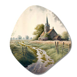 Winding Path To Church IV - Asymmetric Metal Wall Art