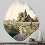 Winding Path To Church IV - Asymmetric Metal Wall Art