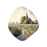 Winding Path To Church IV - Asymmetric Metal Wall Art