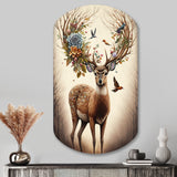 Deer With Blooming Antlers II - Asymmetric Metal Wall Art