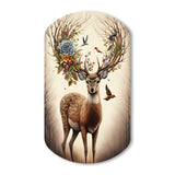 Deer With Blooming Antlers II - Asymmetric Metal Wall Art