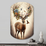 Deer With Blooming Antlers II - Asymmetric Metal Wall Art