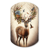 Deer With Blooming Antlers II - Asymmetric Metal Wall Art