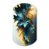 Abstract Blue And Gold Leaves II - Asymmetric Metal Wall Art