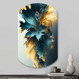 Abstract Blue And Gold Leaves II - Asymmetric Metal Wall Art