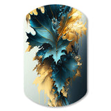 Abstract Blue And Gold Leaves II - Asymmetric Metal Wall Art