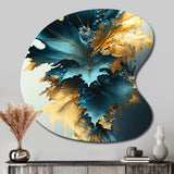 Abstract Blue And Gold Leaves II - Asymmetric Metal Wall Art