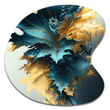 Abstract Blue And Gold Leaves II - Asymmetric Metal Wall Art