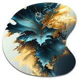 Abstract Blue And Gold Leaves II - Asymmetric Metal Wall Art