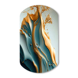 Abstract Blue And Gold Leaves III - Asymmetric Metal Wall Art