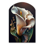 Gren And White Calla Lily Flower II - Asymmetric Metal Wall Art