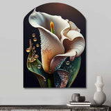 Gren And White Calla Lily Flower II - Asymmetric Metal Wall Art