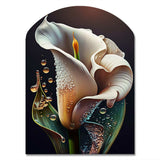 Gren And White Calla Lily Flower II - Asymmetric Metal Wall Art