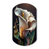 Gren And White Calla Lily Flower II - Asymmetric Metal Wall Art