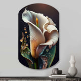 Gren And White Calla Lily Flower II - Asymmetric Metal Wall Art