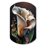 Gren And White Calla Lily Flower II - Asymmetric Metal Wall Art