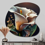 Gren And White Calla Lily Flower II - Asymmetric Metal Wall Art