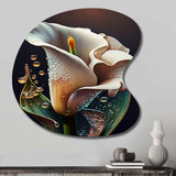 Gren And White Calla Lily Flower II - Asymmetric Metal Wall Art