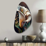 Gren And White Calla Lily Flower II - Asymmetric Metal Wall Art