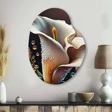 Gren And White Calla Lily Flower II - Asymmetric Metal Wall Art