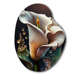 Gren And White Calla Lily Flower II - Asymmetric Metal Wall Art