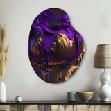 Purple Peony Liquid Gold I - Asymmetric Metal Wall Art