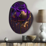 Purple Peony Liquid Gold I - Asymmetric Metal Wall Art