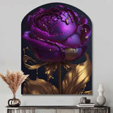 Purple Peony Liquid Gold III - Asymmetric Metal Wall Art