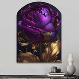 Purple Peony Liquid Gold III - Asymmetric Metal Wall Art