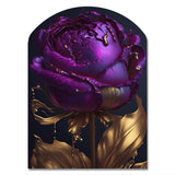 Purple Peony Liquid Gold III - Asymmetric Metal Wall Art