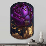 Purple Peony Liquid Gold III - Asymmetric Metal Wall Art