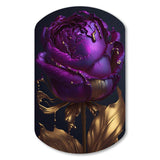 Purple Peony Liquid Gold III - Asymmetric Metal Wall Art